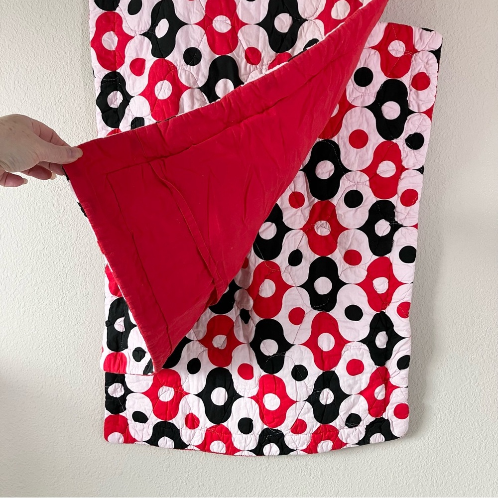 JONATHON ADLER Happy Chic Quilted Pillow Shams Set of 2 Geo Print Mod Red Black